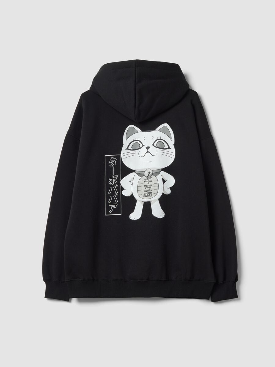 Black cotton-blend hoodie with Dan and Dan print_2