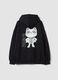 Black cotton-blend hoodie with Dan and Dan print_2