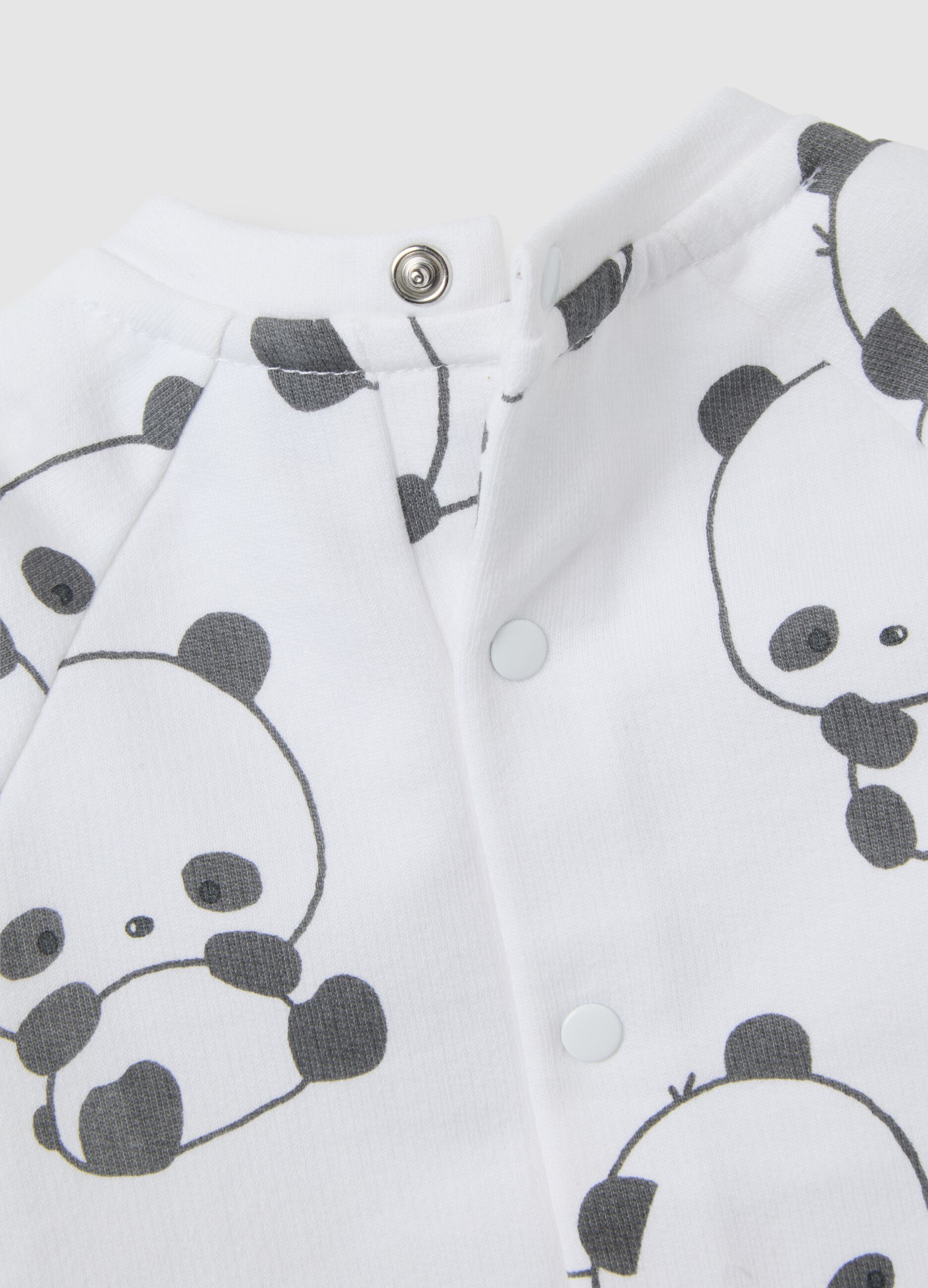 White pure cotton baby sleepsuit with print