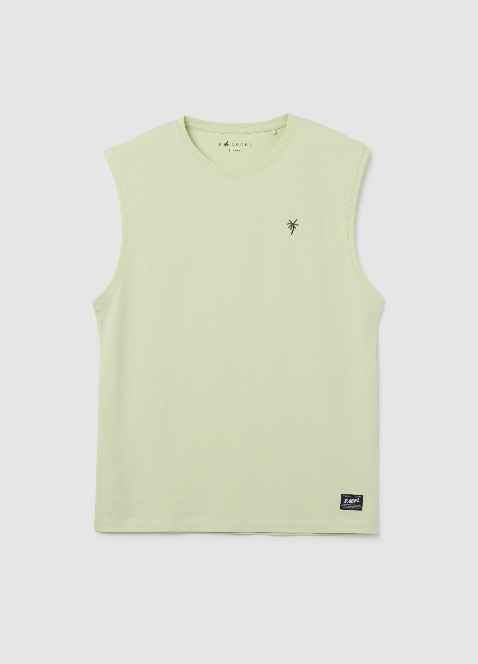 Canotta da uomo in puro cotone verde regular fit