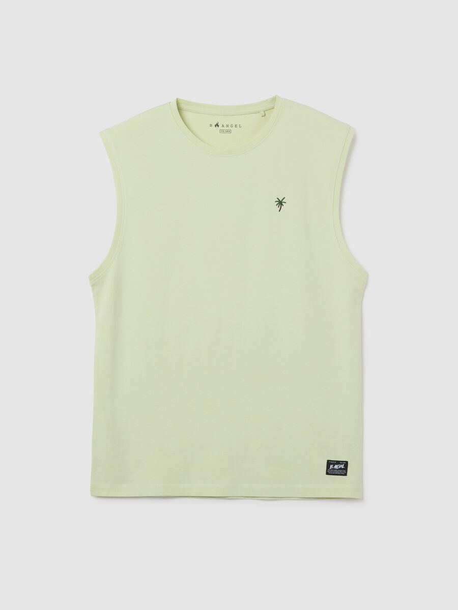 Men's green pure cotton regular fit tank top_0