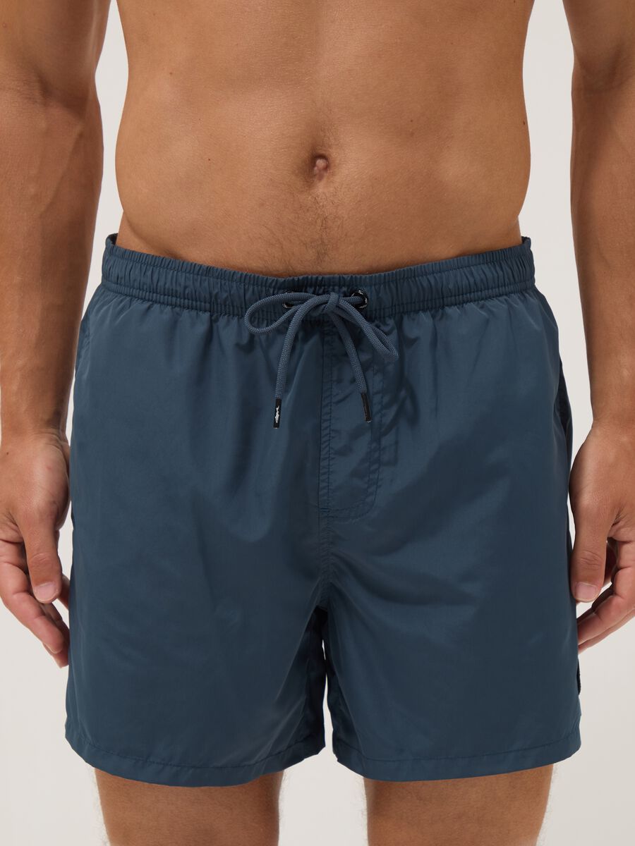 Boxer mare blu con vita elasticizzata e coulisse_1