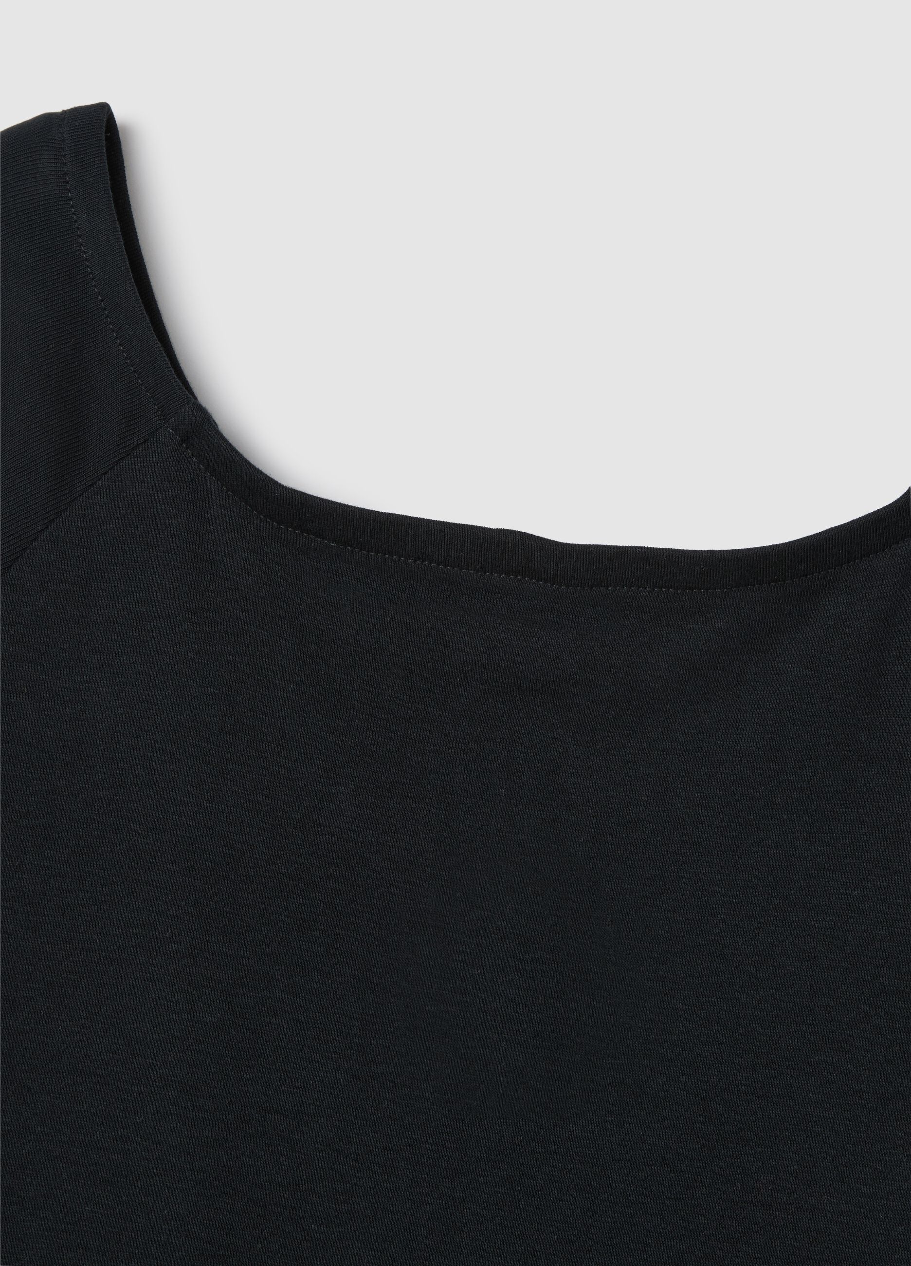 Abito da donna in puro cotone nero regular fit con scollo a barca