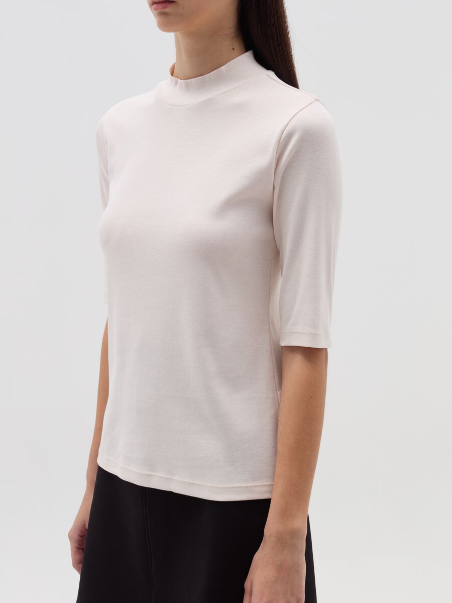 T-shirt mock neck con maniche al gomito_3