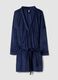 Blue stretch-fabric dressing gown with belt_0