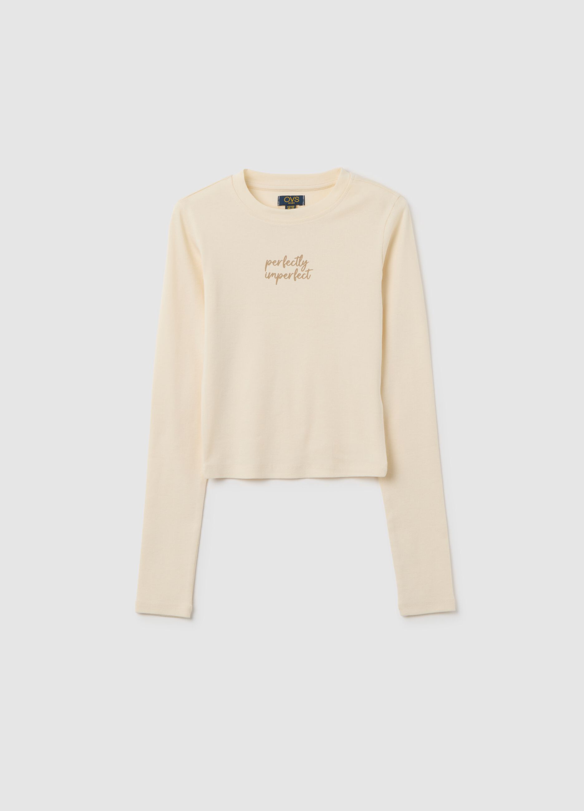 Girls' beige regular fit stretch cotton top