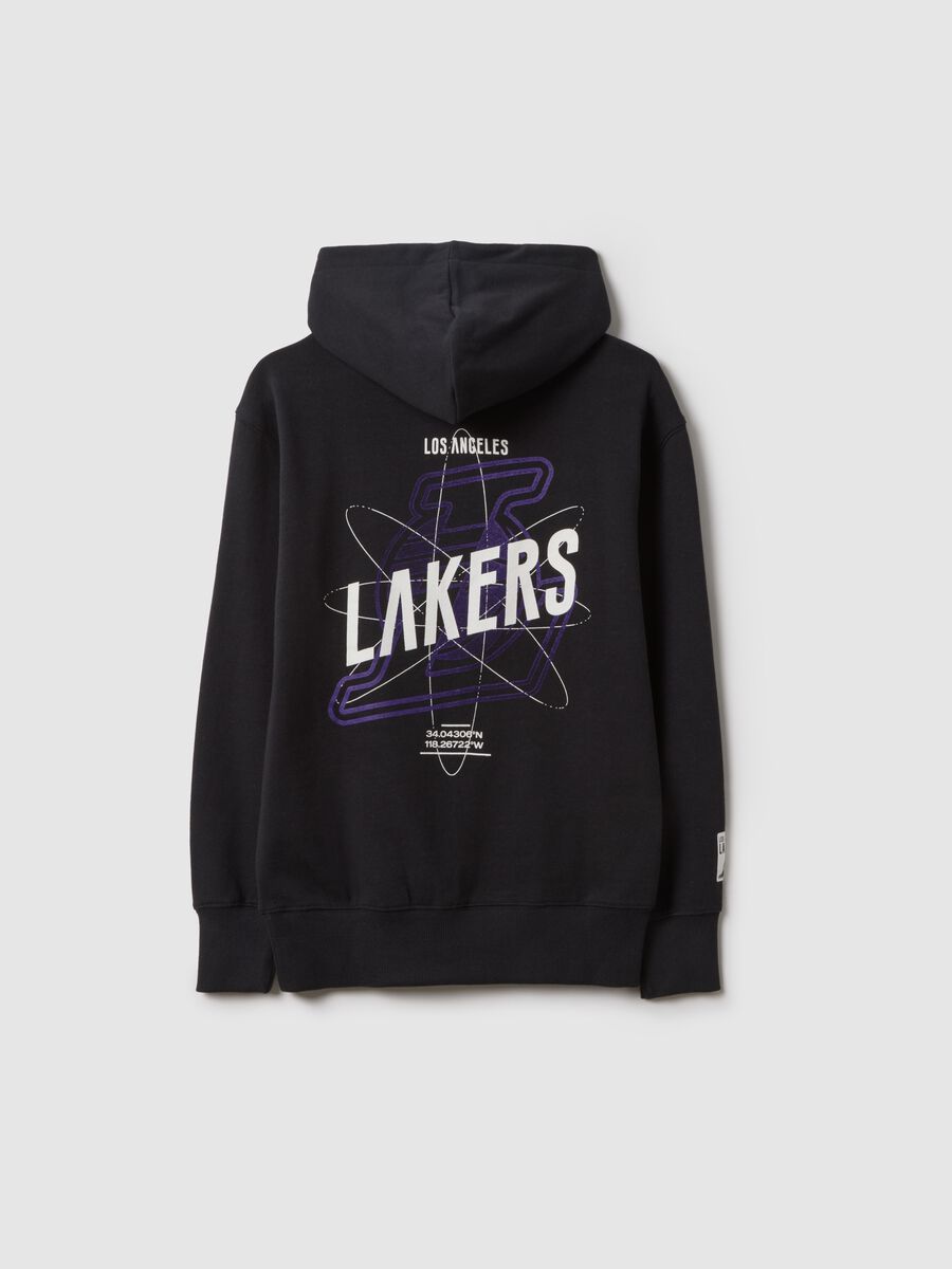 Kids' Regular Fit Pure Black Cotton Sweatshirt with Lakers Print_4