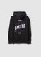 Kids' Regular Fit Pure Black Cotton Sweatshirt with Lakers Print_4