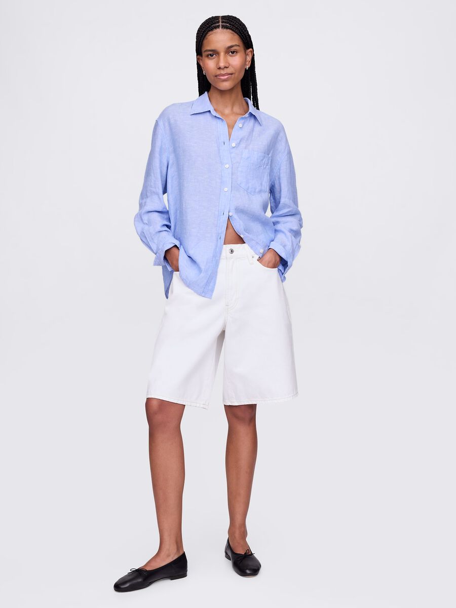 Wide light blue shirt in 100% linen_1