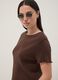 T-shirt in puro cotone marrone a righe regular fit_0