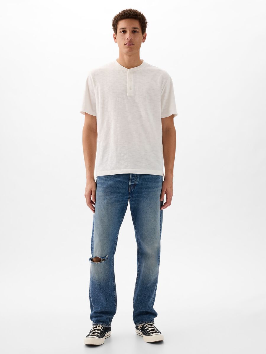 Cotton T-shirt with granddad neckline_0