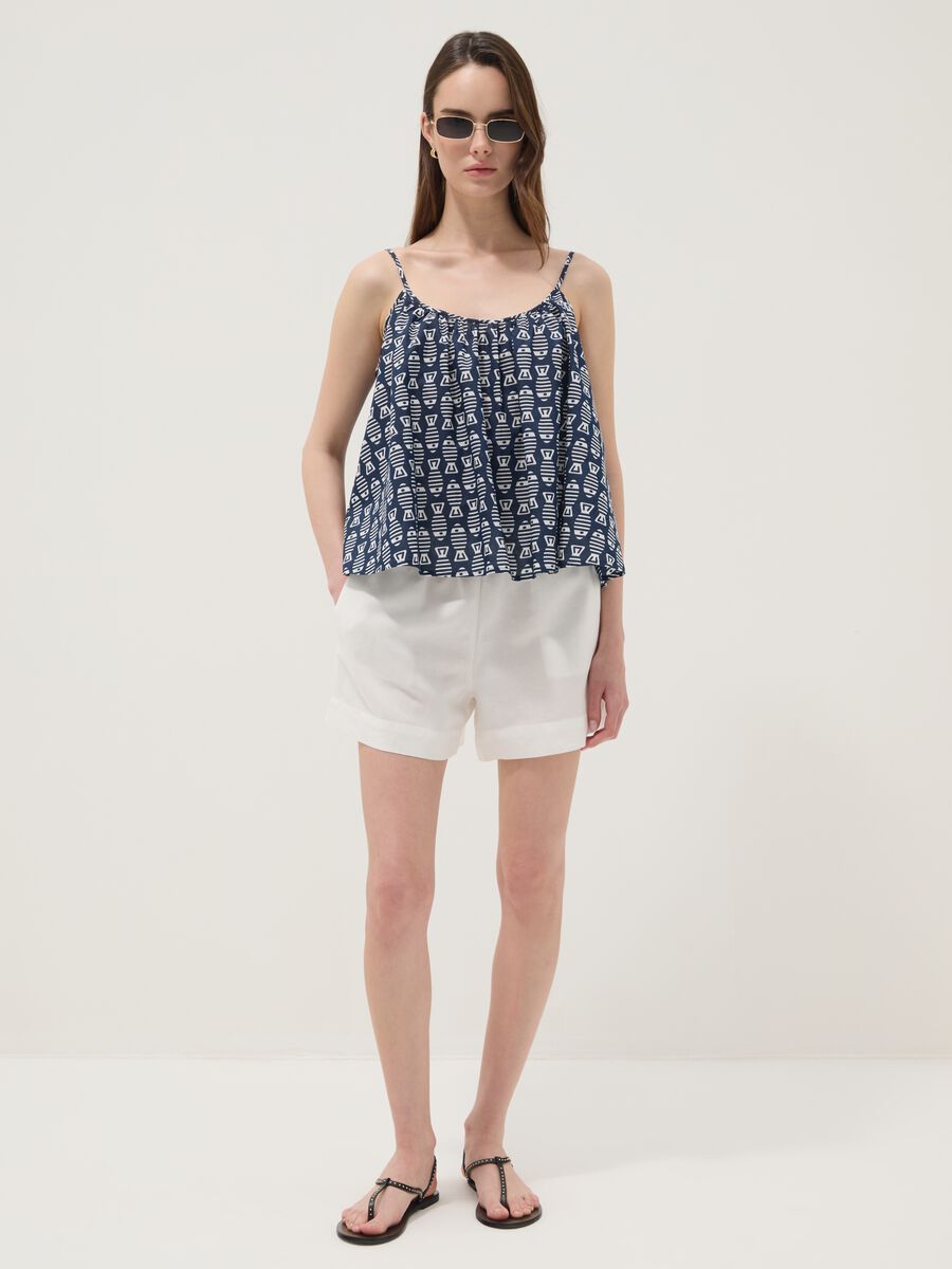 Blue pure cotton cami top with thin straps_2