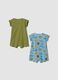 Multi-colored pure cotton baby rompers two-pack with prints_1