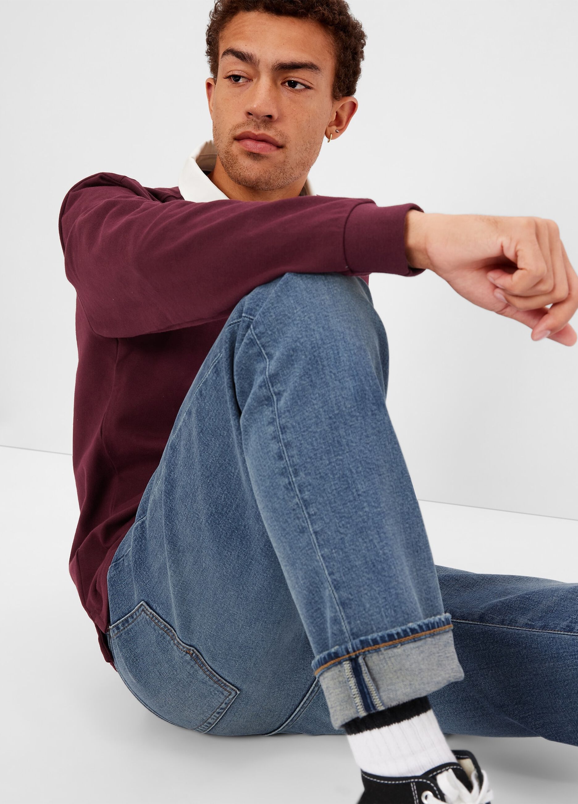 Straight-fit jeans in stretch cotton and Lyocell