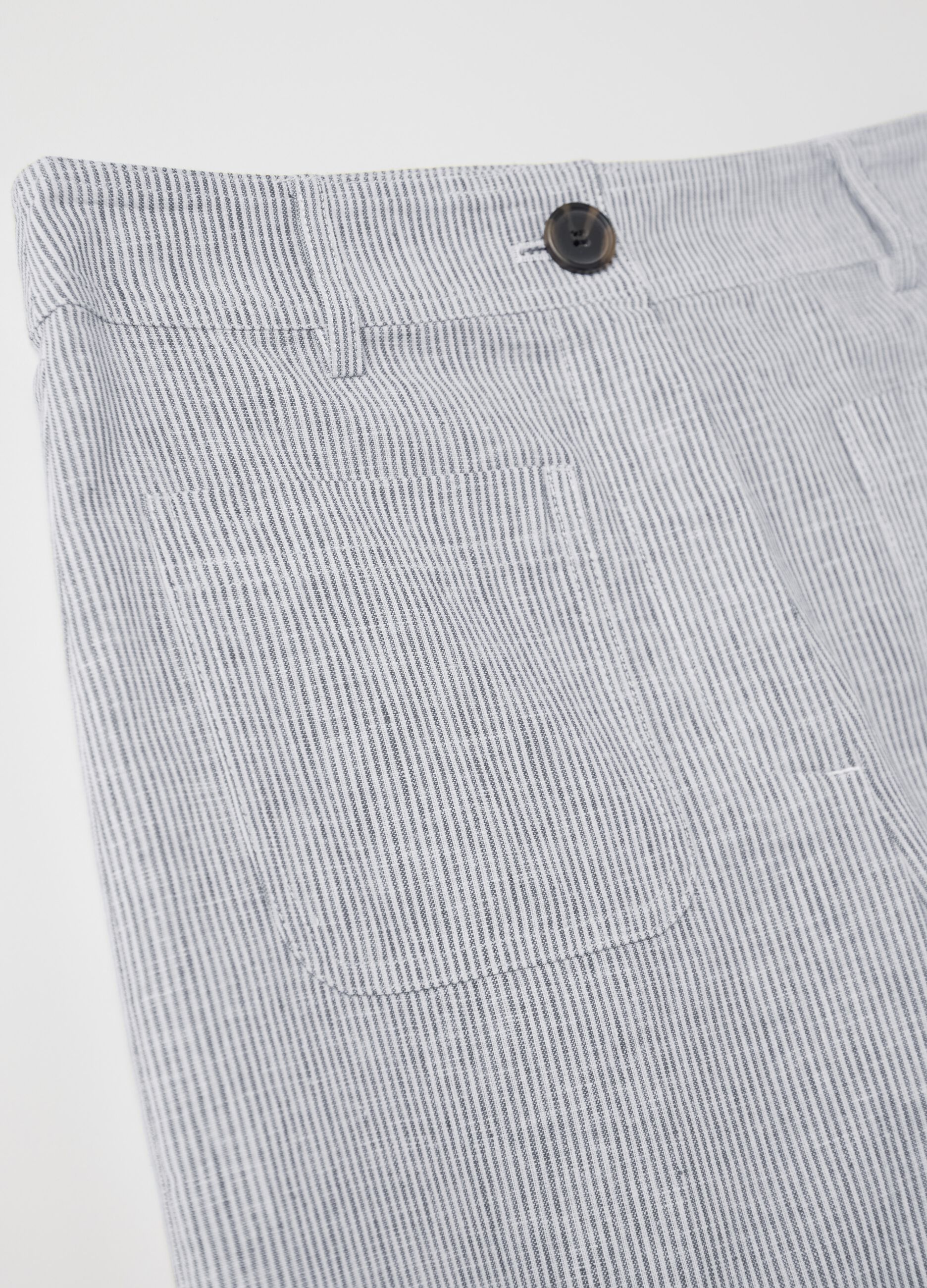 Women's multicoloured wide-leg trousers in cotton and linen