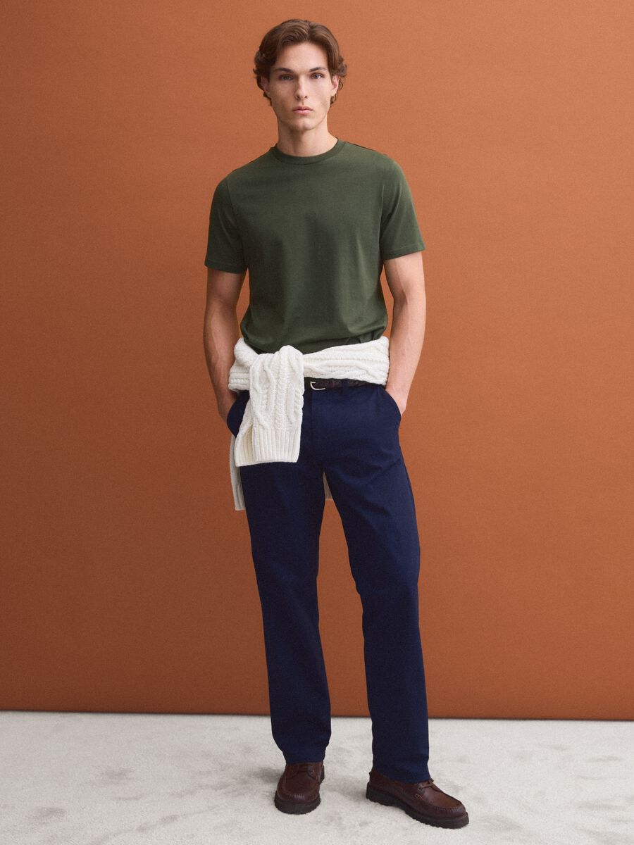 T-shirt girocollo verde in puro cotone Supima regular fit_1