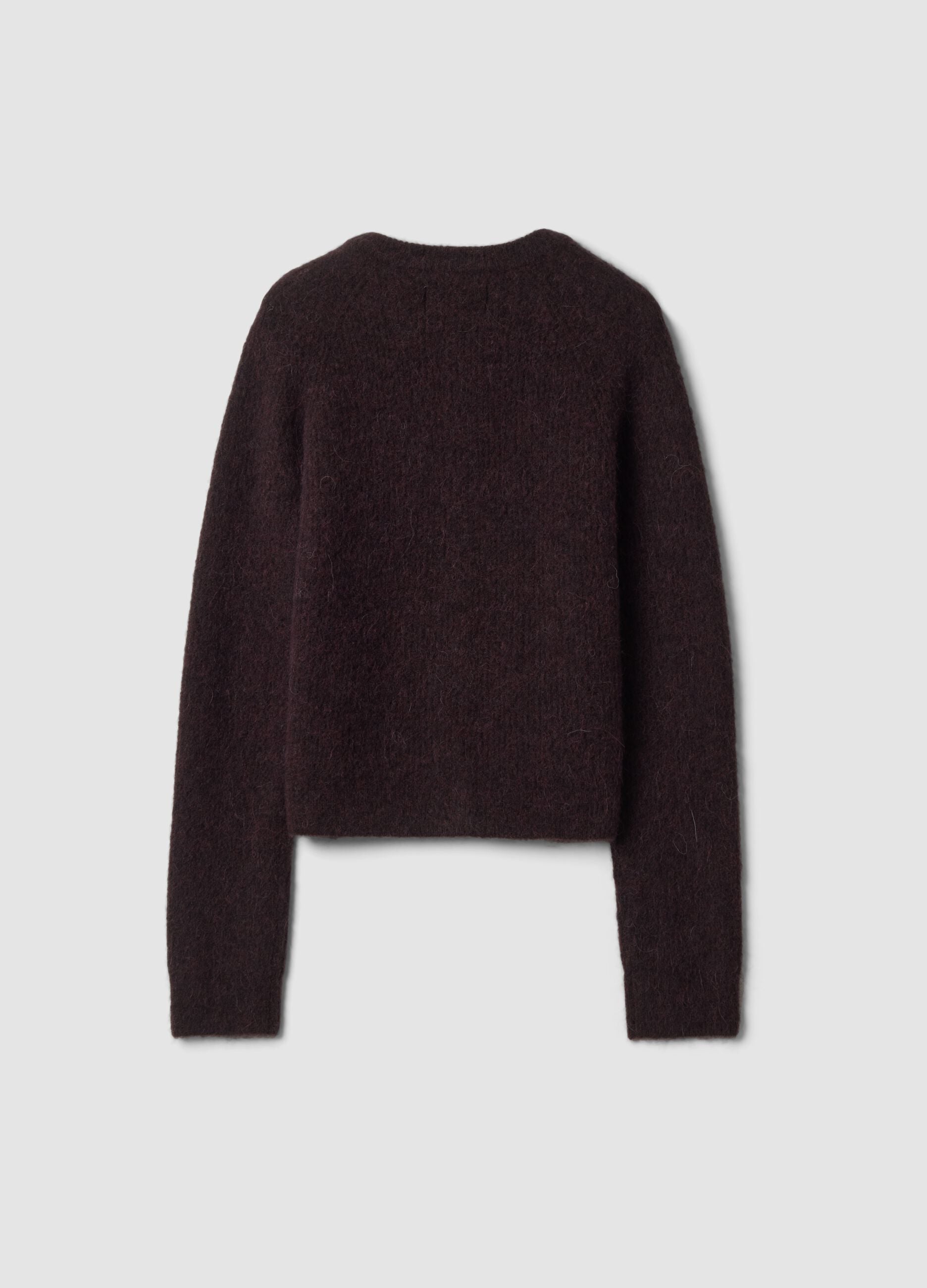 Purple alpaca-blend stretch wool crew-neck cardigan