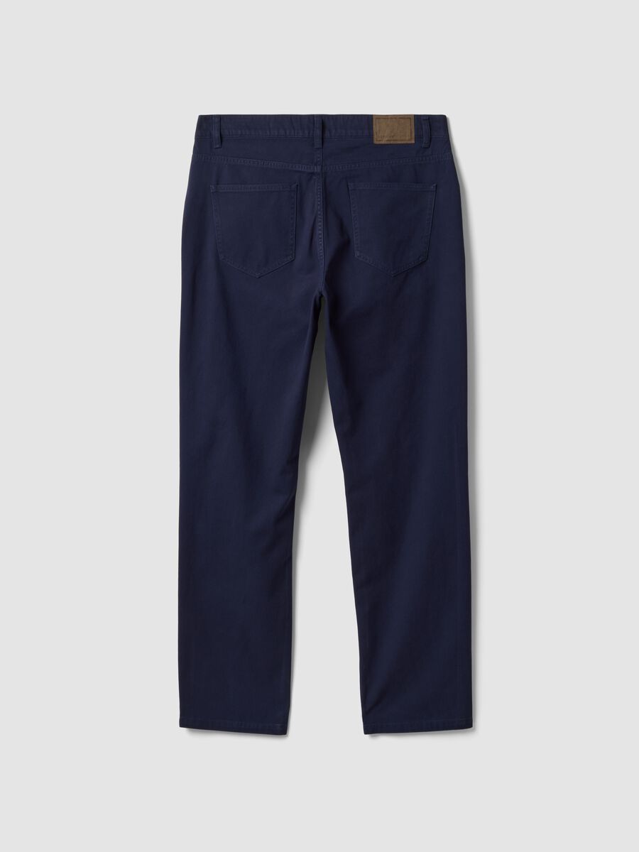 Blue pure cotton five-pocket trousers_1