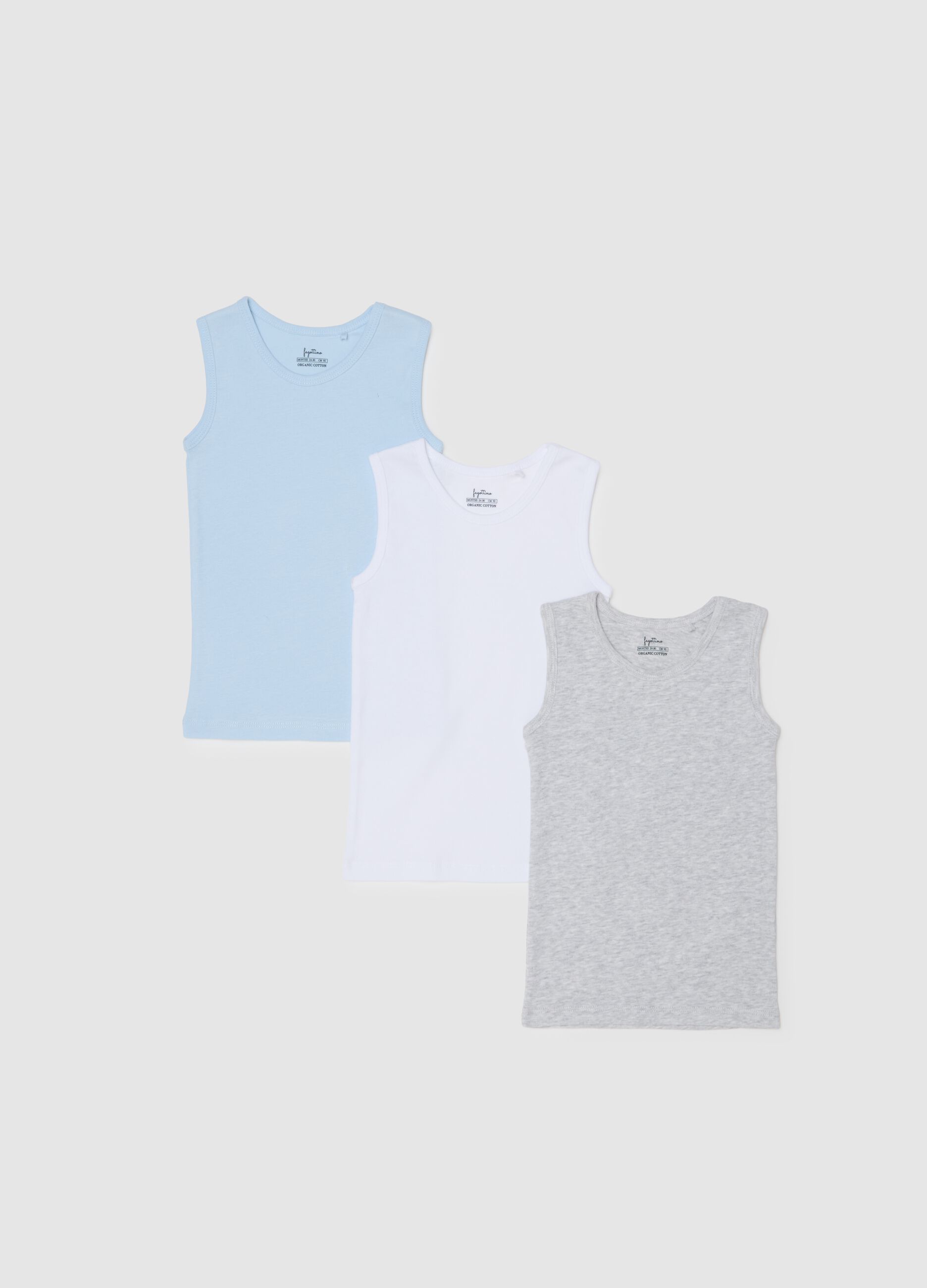 Multicolour newborn tank tops tripack in pure cotton