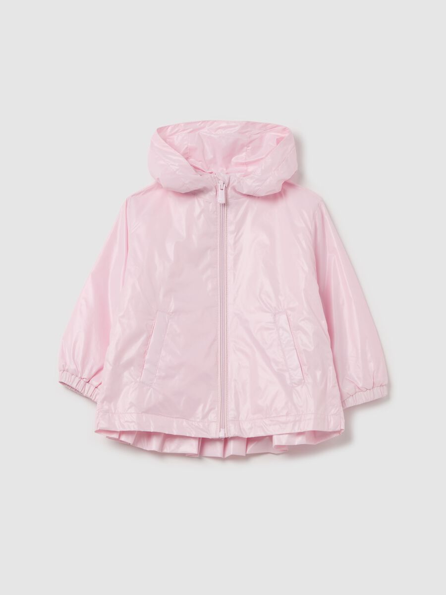 Waterproof jacket with hood and flounce_0