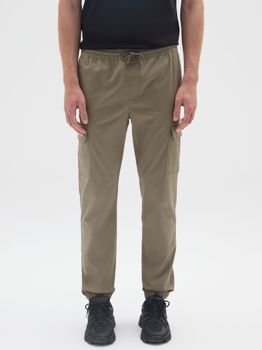 Pantaloni cargo in cotone verdi relaxed fit_1