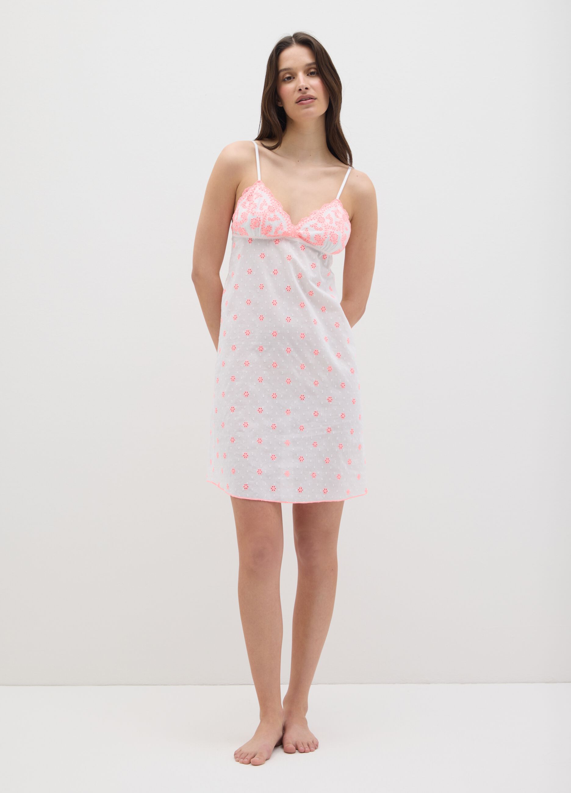 Women's pure cotton dress in multicolour with embroidery