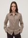 Camicia gialla a righe marroni in tessuto elasticizzato_0