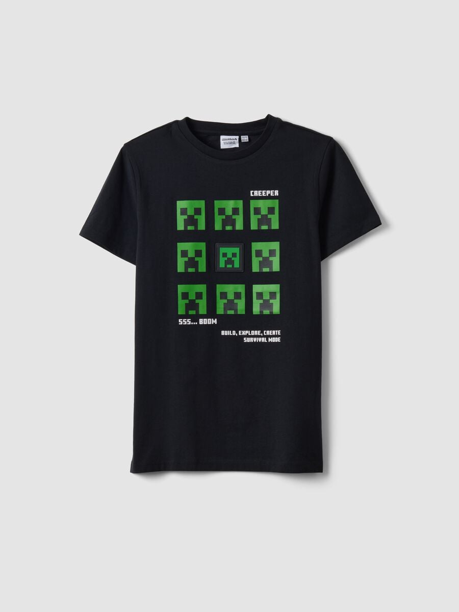 Black pure cotton Minecraft print T-shirt for boys_3