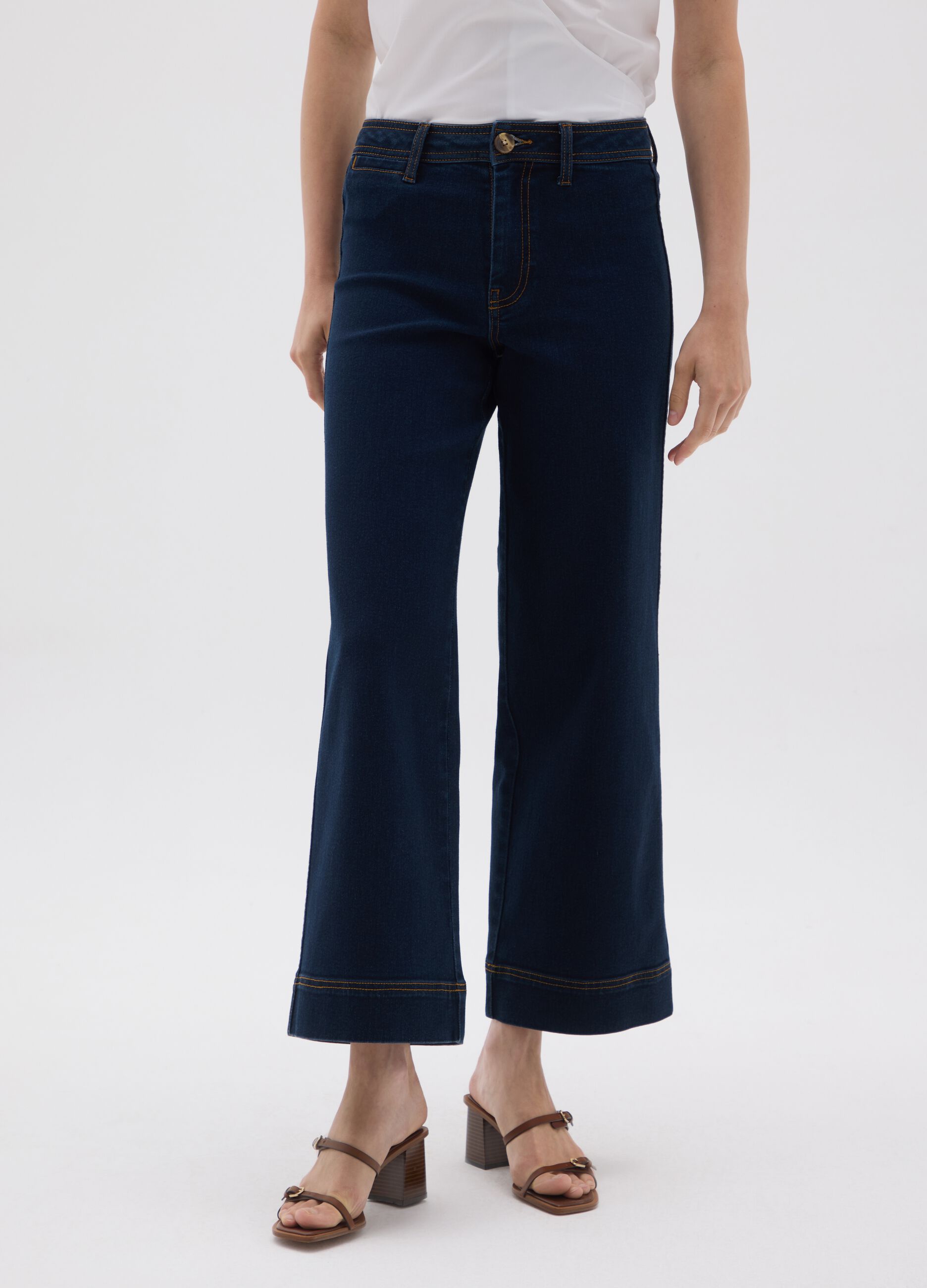 Women's blue denim trousers regular fit