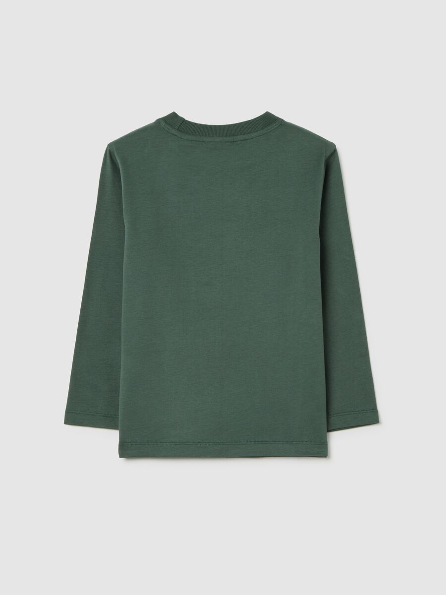 Maglietta verde da bambino in puro cotone regular fit con stampa_1