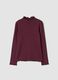 Purple organic stretch cotton T-shirt with mock neck_0