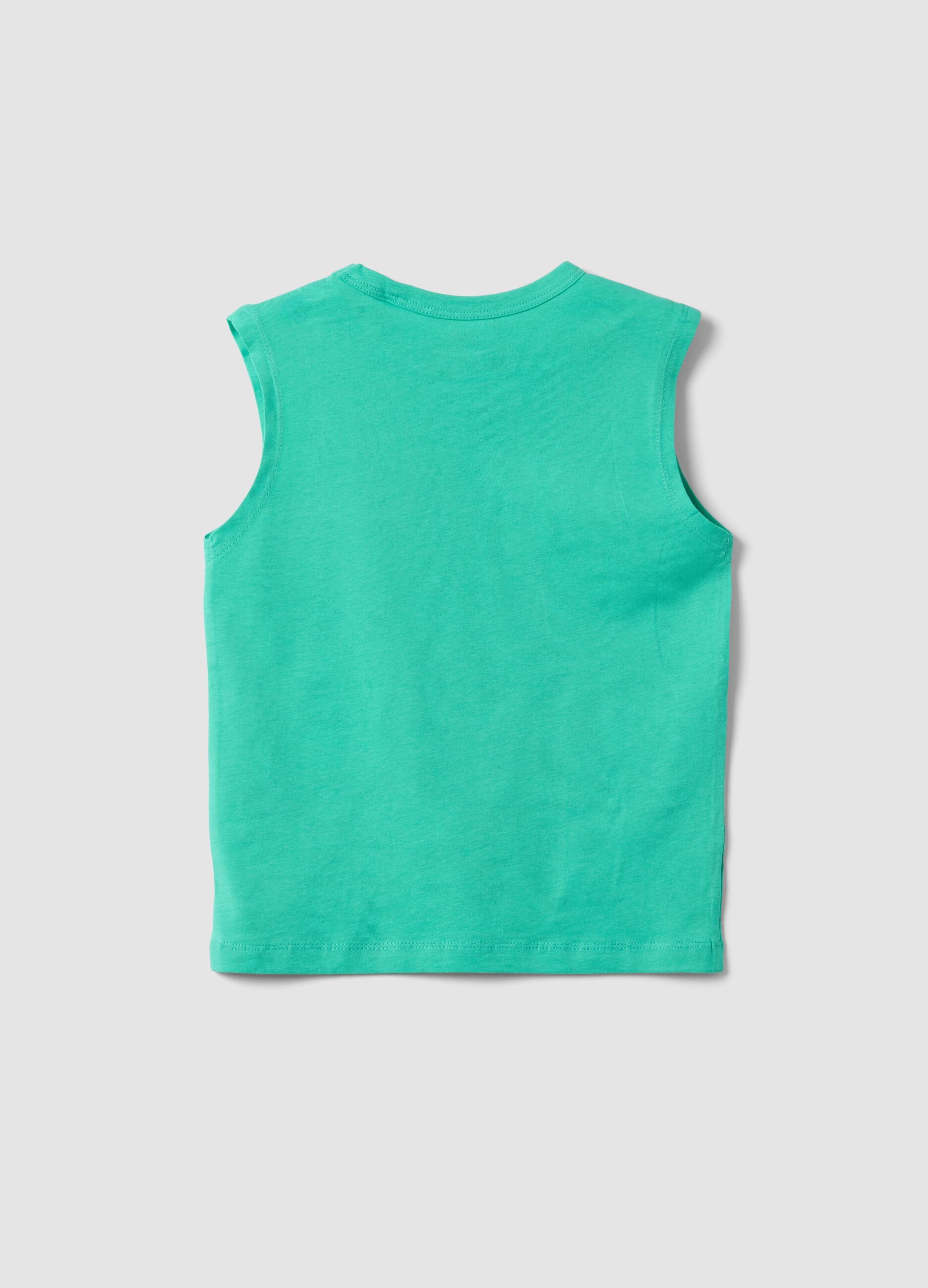 Green organic cotton vest top