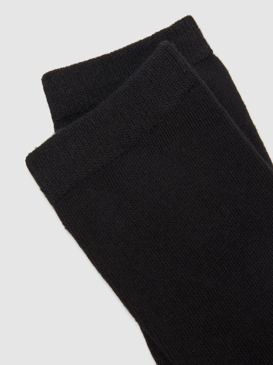 Pack of three long black cotton-blend stretchy socks_2