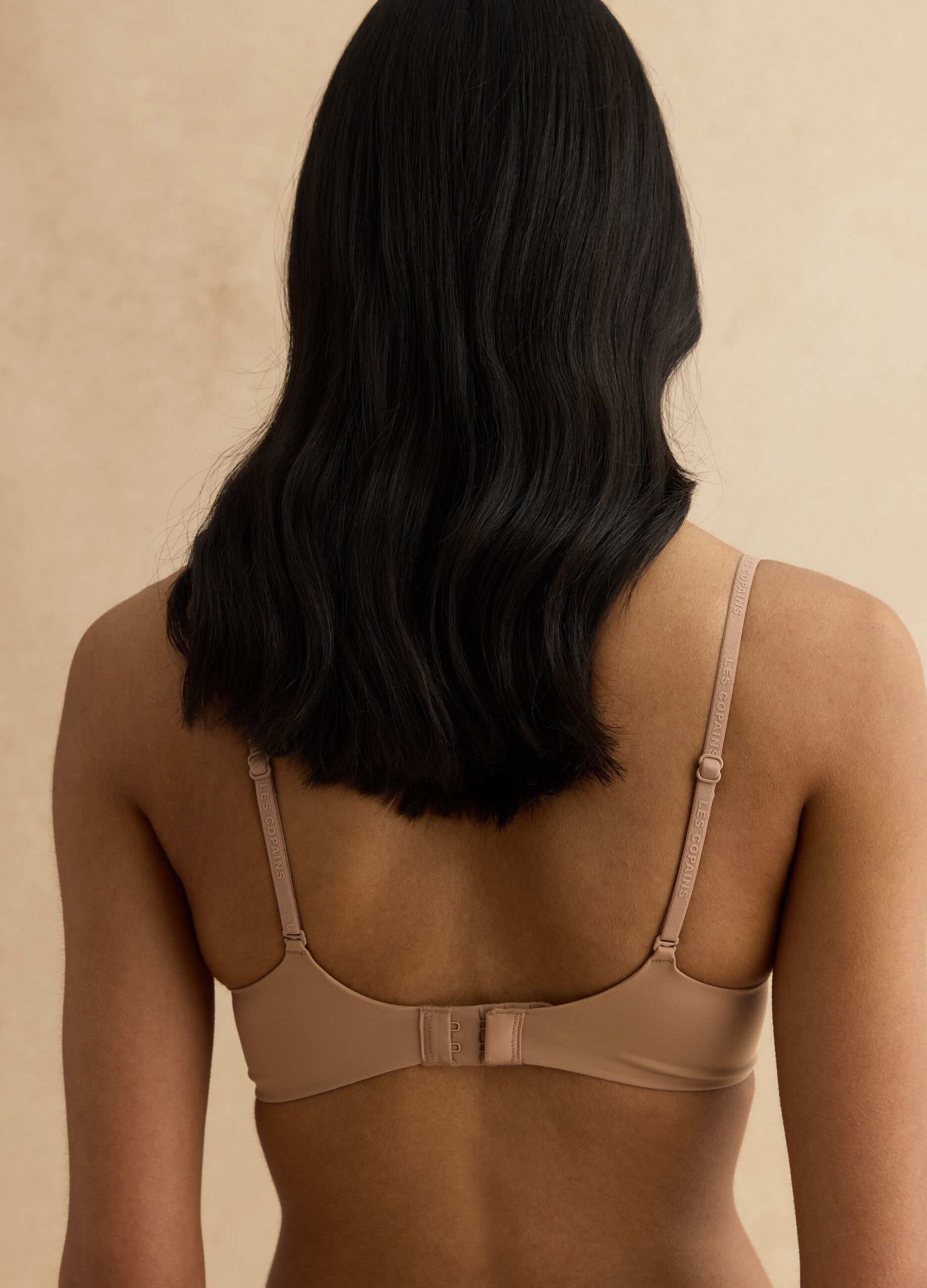 Beige full coverage bra with padded cups