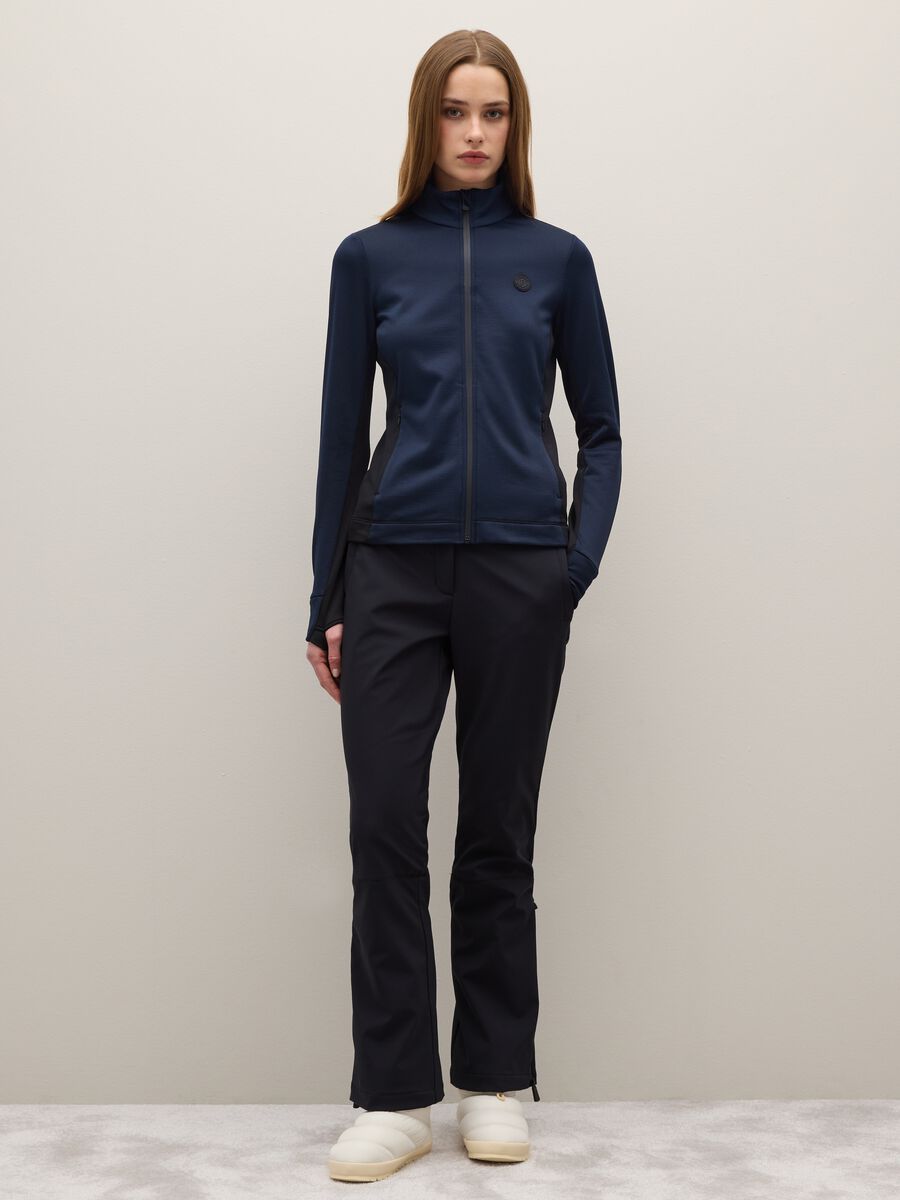 Blue fitted zip funnel-neck sport sweatshirt_1