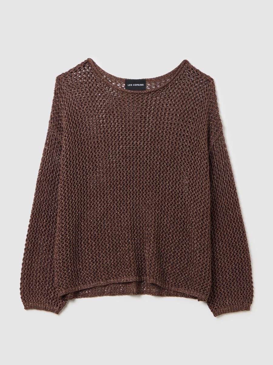 Les Copains Brown Mesh Sweater_4