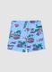 Blue tropical-print swim shorts_1