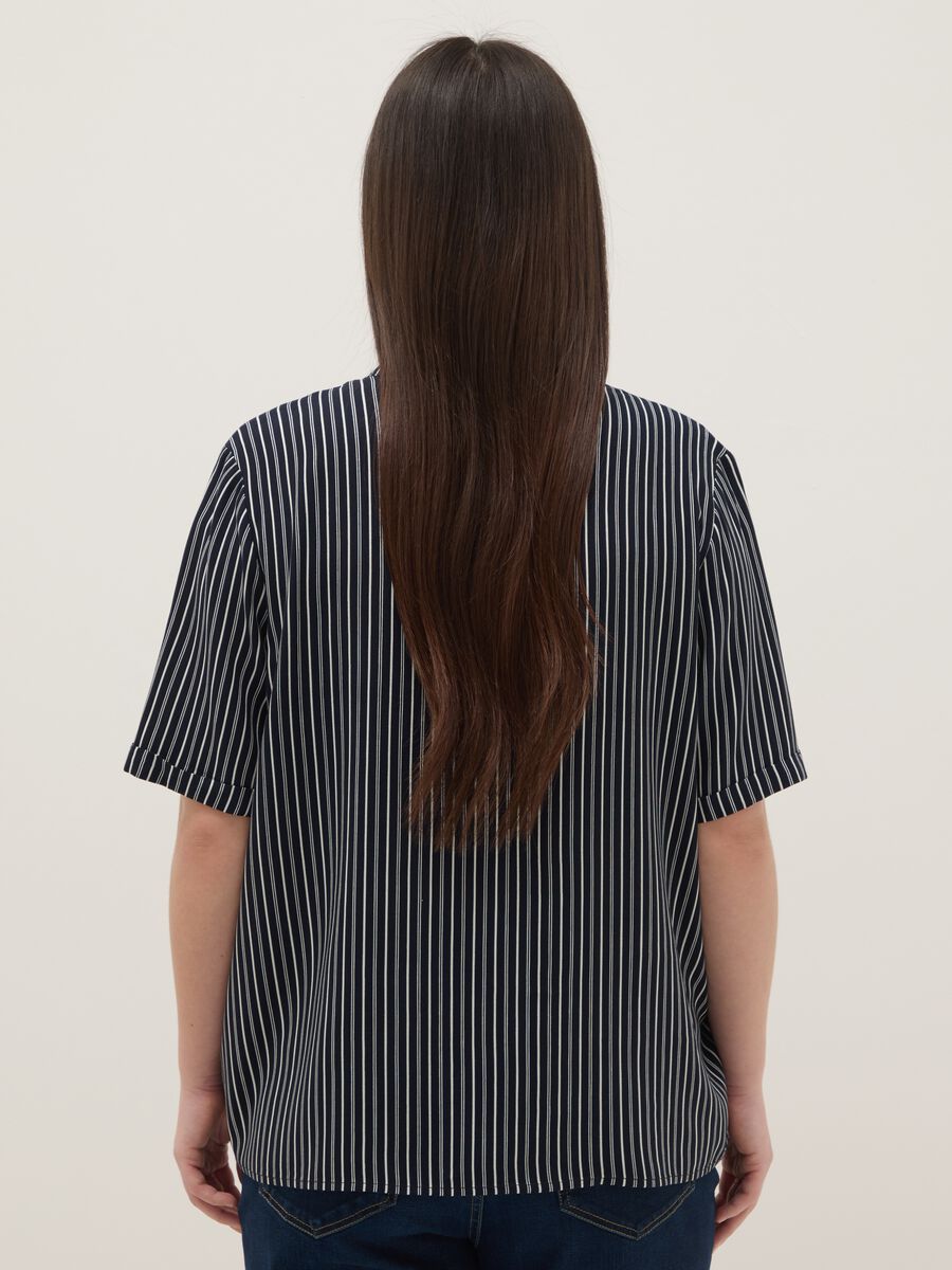 Multicolour striped regular fit pure viscose shirt with buttons_2