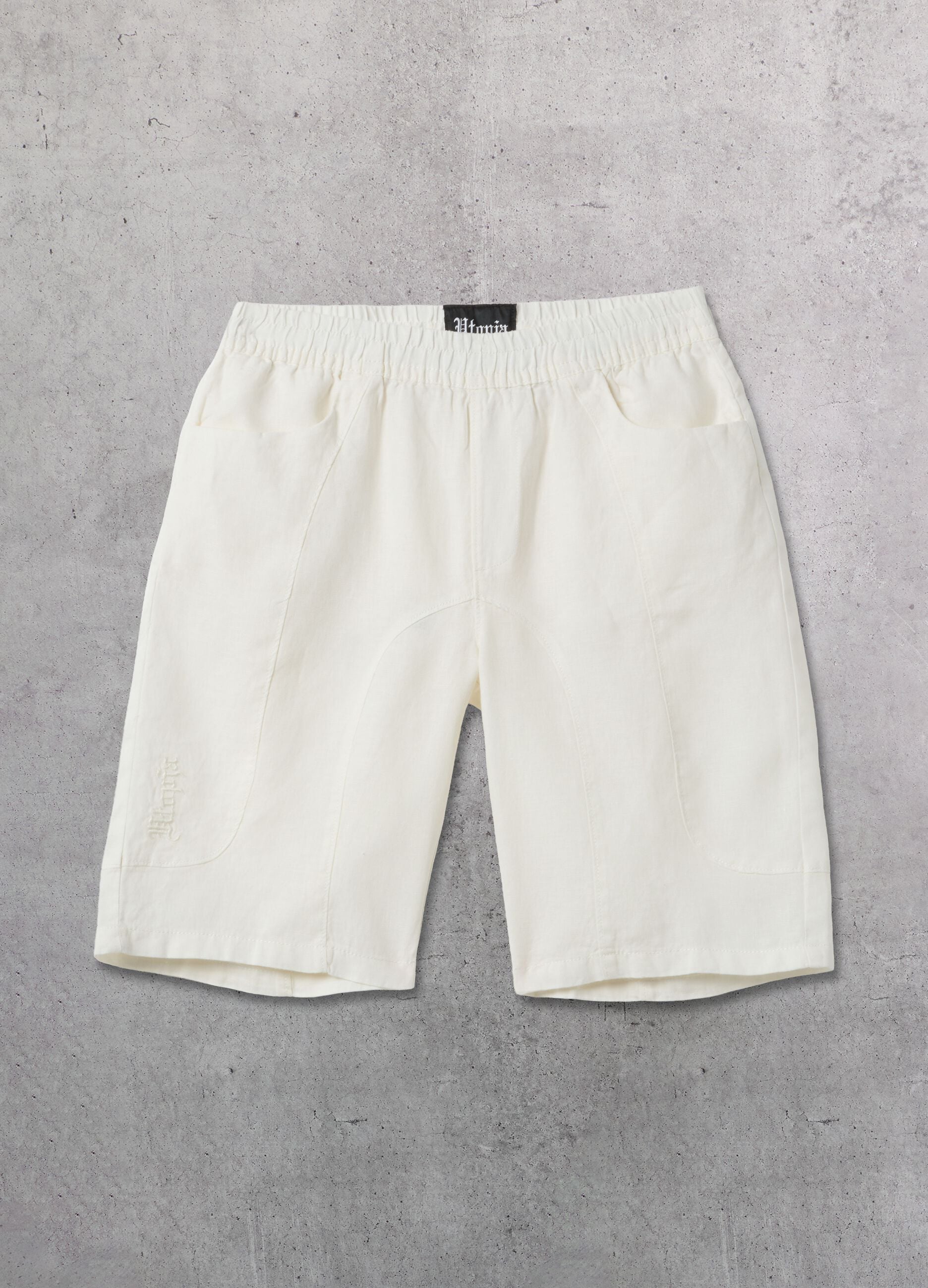 100% Linen Shorts White