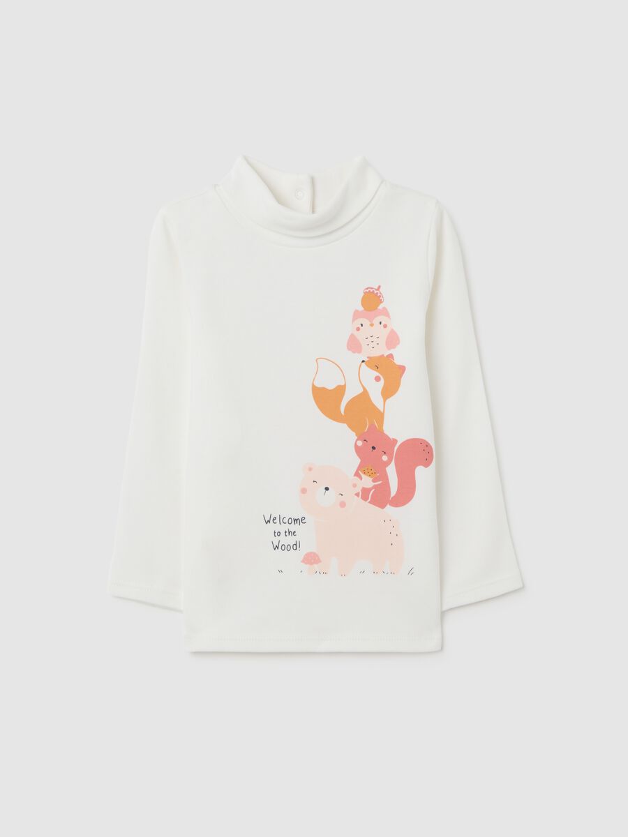 White pure cotton baby girl's T-shirt with regular fit_0