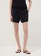 Black linen-viscose blend shorts with elasticated waist, regular fit_1