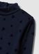 Maglia blu notte dolcevita in puro cotone a cuori_2