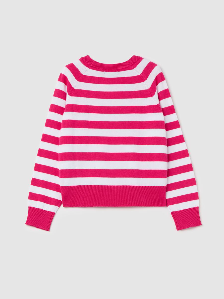 Striped cotton pullover with logo embroidery_4