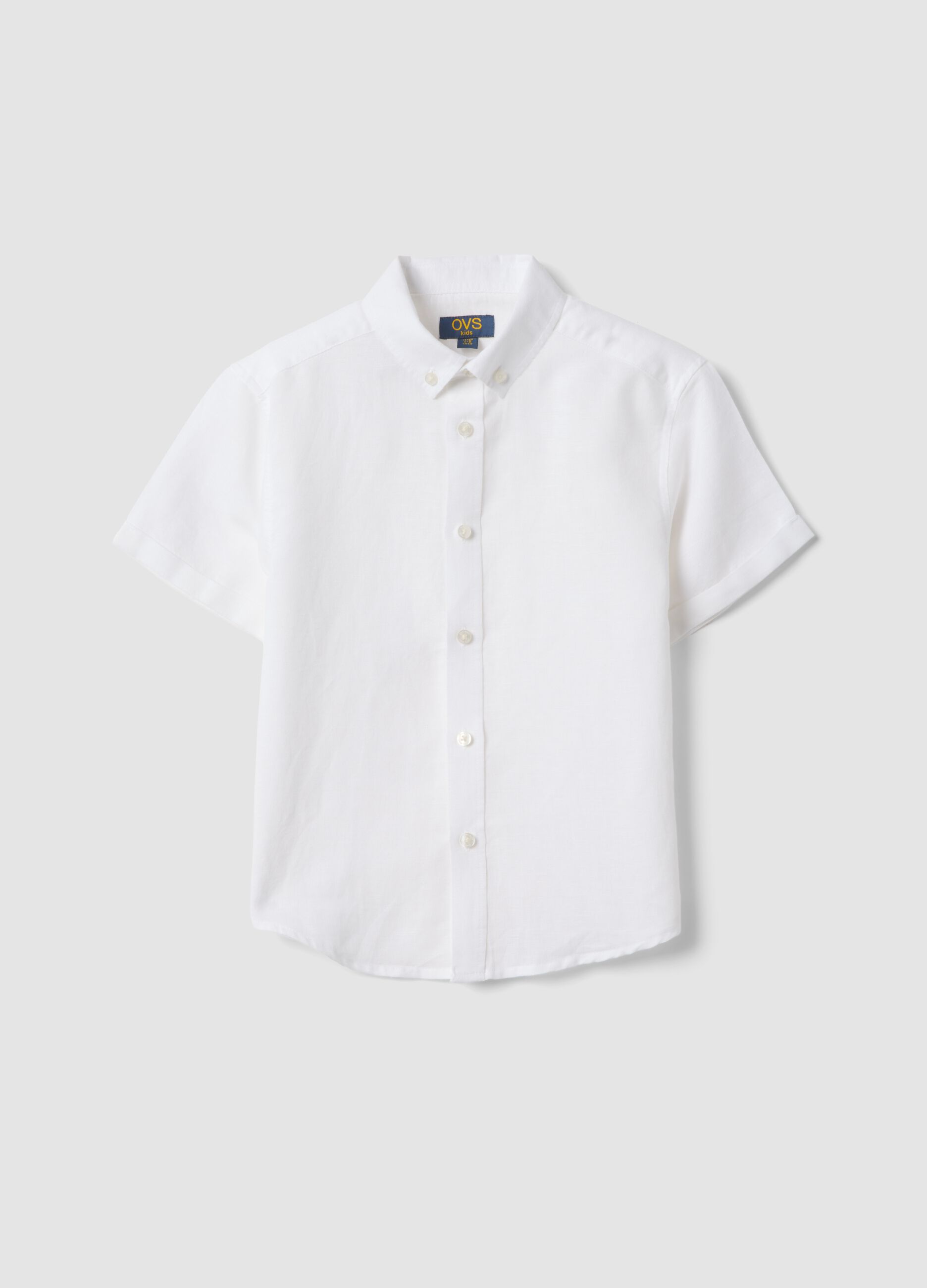 Boys&rsquo; white linen-cotton blend shirt, regular fit