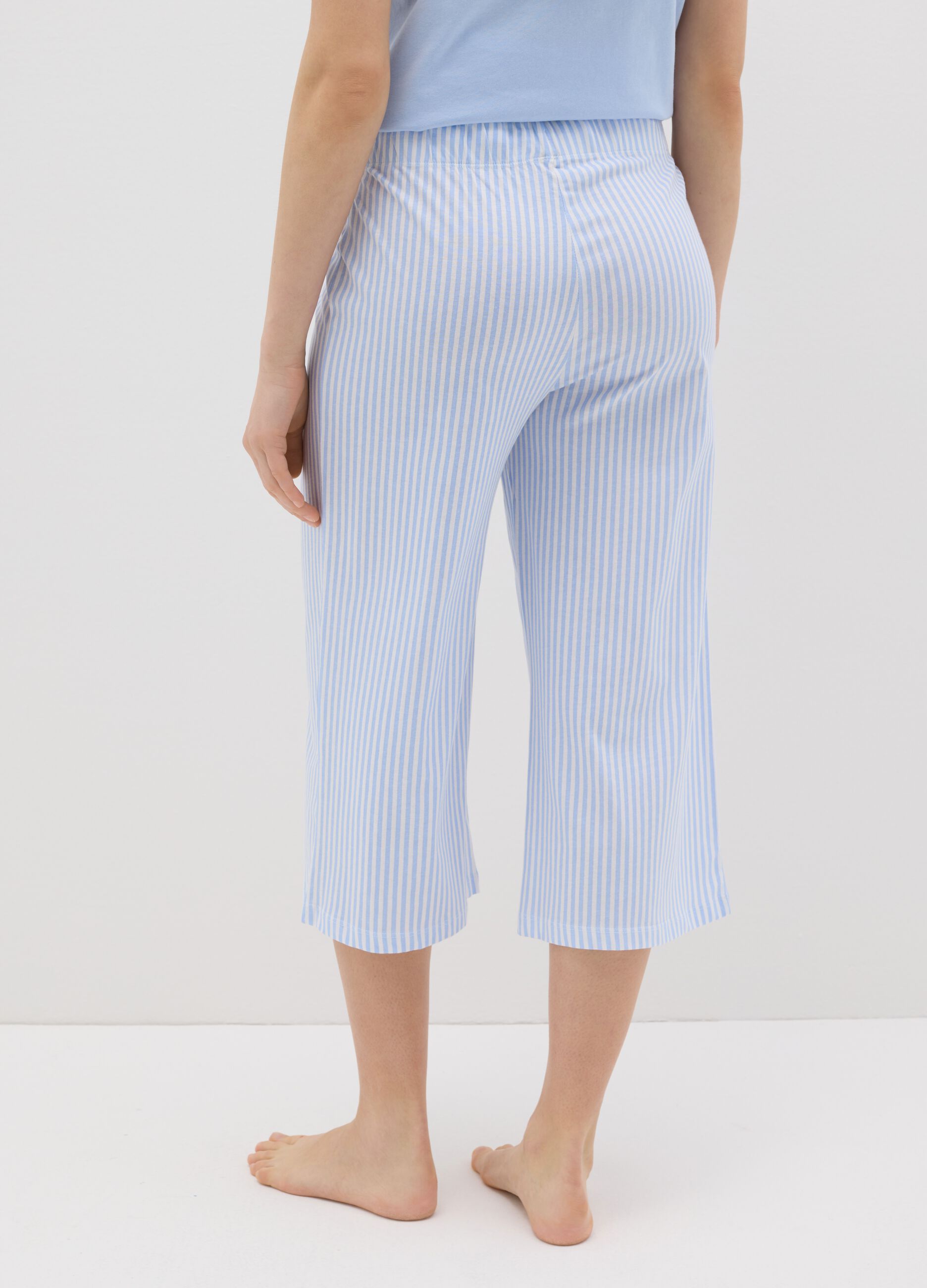 Striped pyjama trousers with drawstring