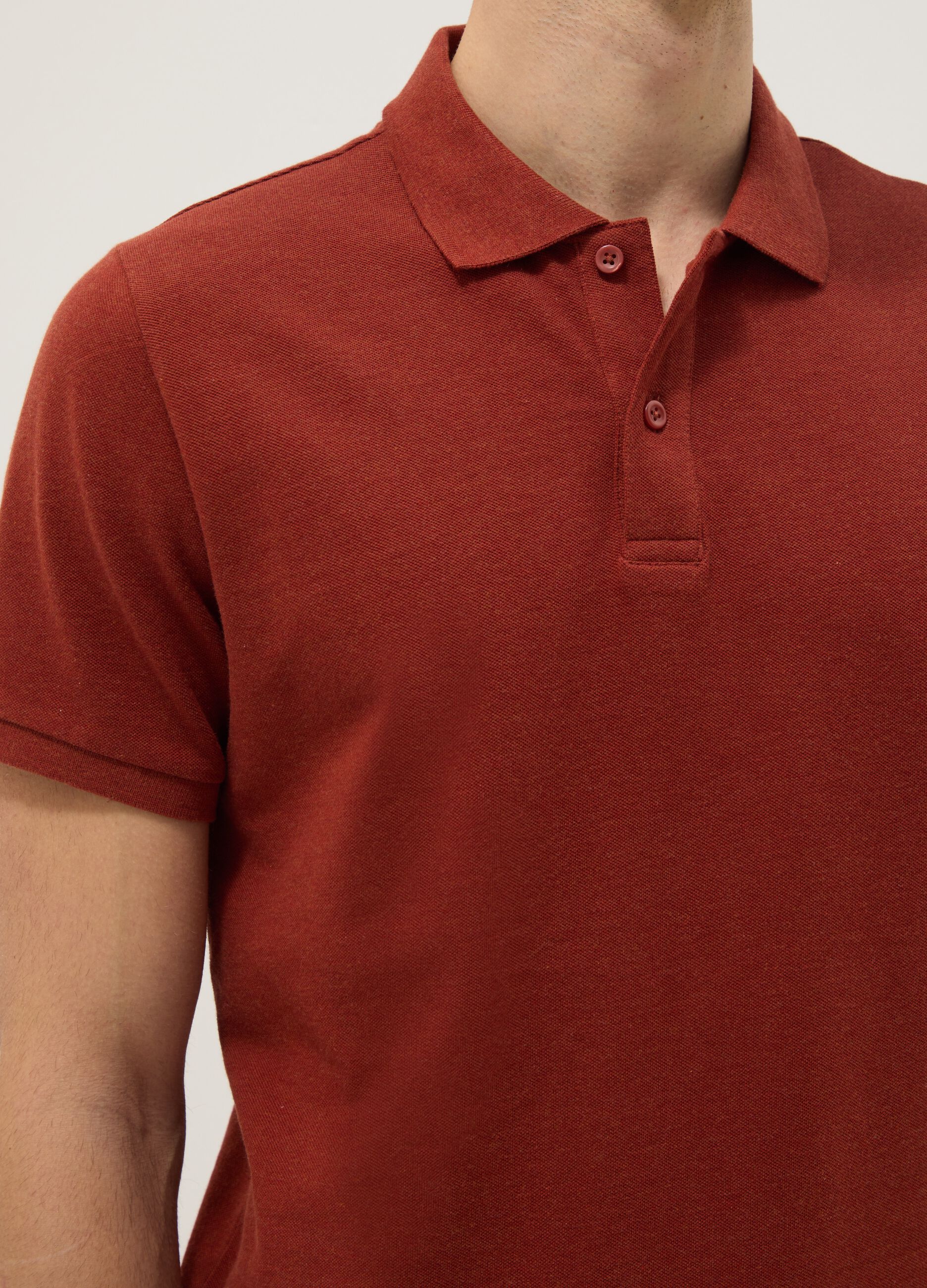 Polo rossa in puro cotone a maniche corte regular fit