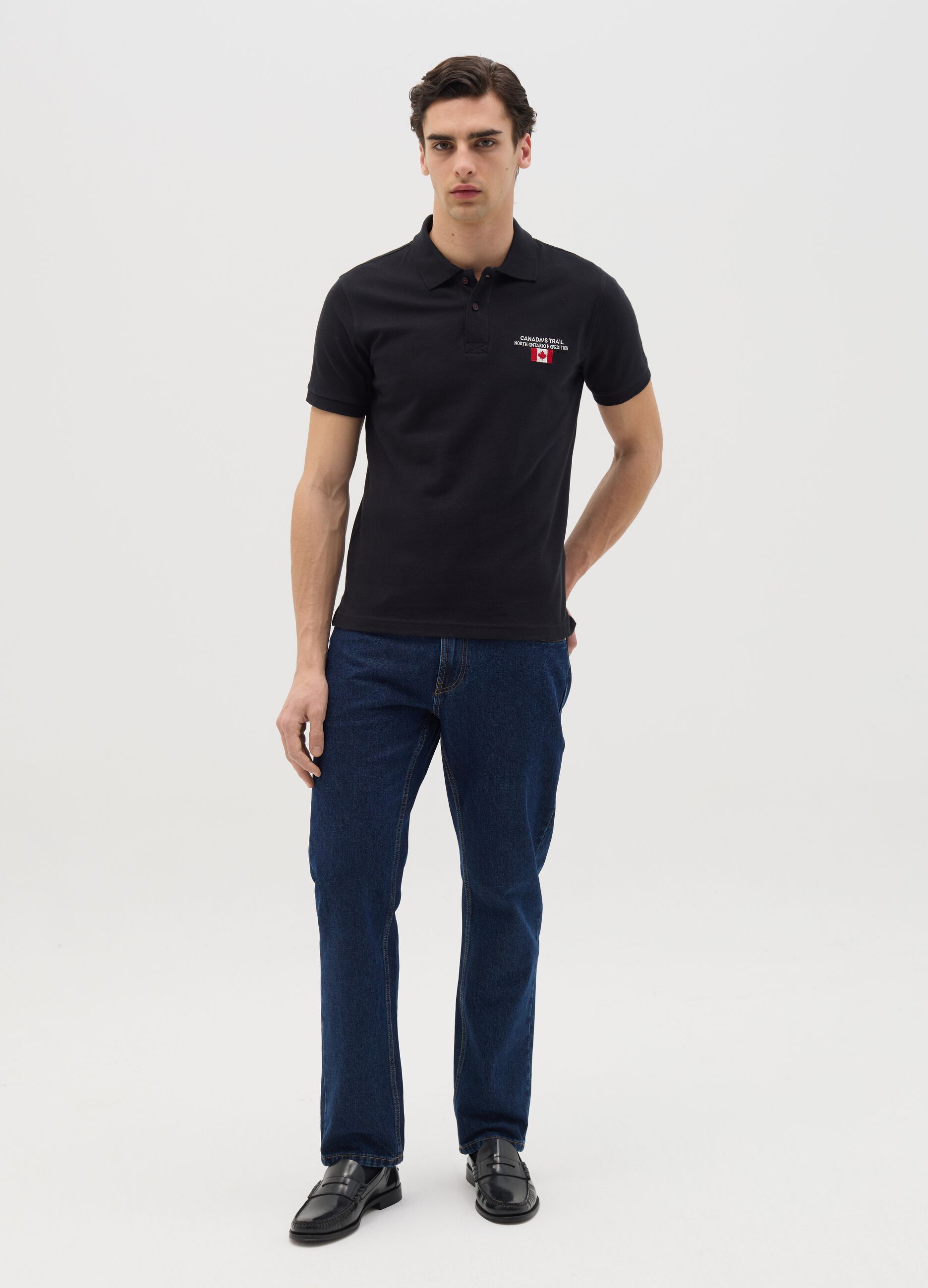 Piquet polo shirt with embroidered logo