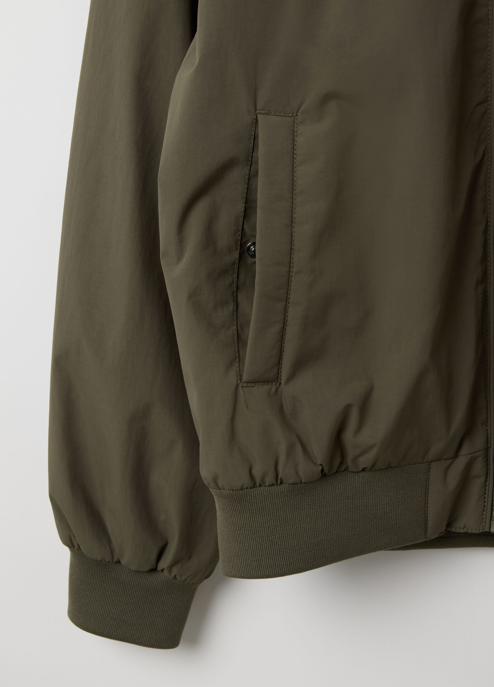 Green Padded Jacket with Zip Closure