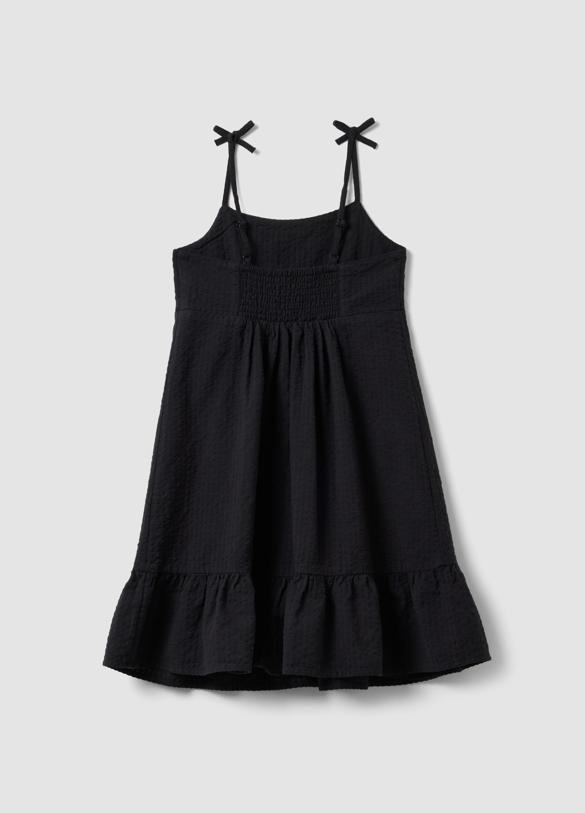 Black pure cotton dress with thin straps
