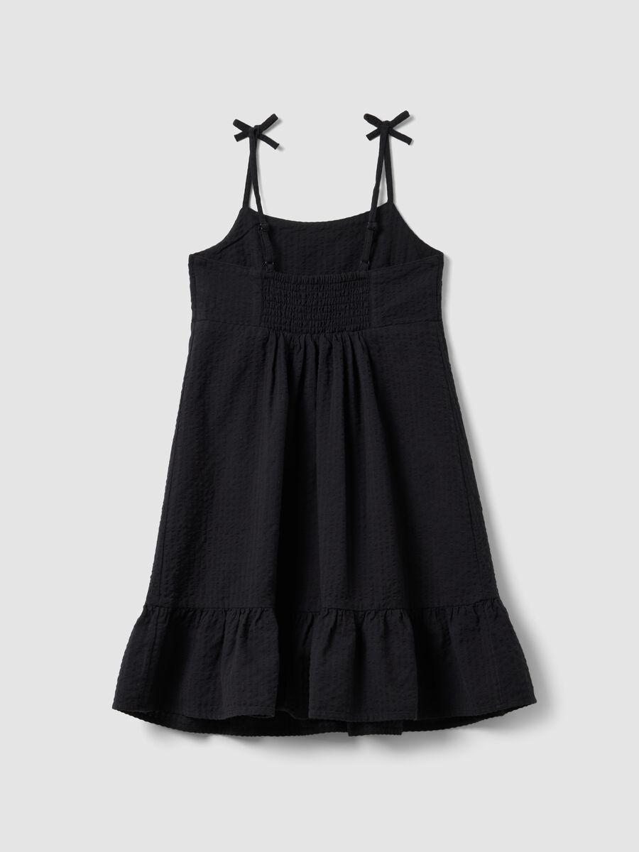 Black pure cotton dress with thin straps_1